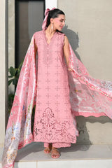 BrandsInn-3PC LAWN CHIKAN EMBROIDERED SHIRT WITH CHIFFON PRINTED DUPATTA AND TROUSER-BI-4880