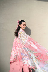 BrandsInn-3PC LAWN CHIKAN EMBROIDERED SHIRT WITH CHIFFON PRINTED DUPATTA AND TROUSER-BI-4880