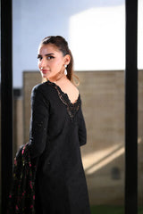 BrandsInn-3PC LAWN CHIKANKARI EMBROIDERED SHIRT WITH MONARK PRINTED EMB DUPATTA AND TROUSER-BI-4874