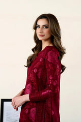 BrandsInn-3PC DHANAK EMBROIDERED SHIRT WITH DHANAK EMBROIDERED SHAWL AND TROUSER-BI-5087