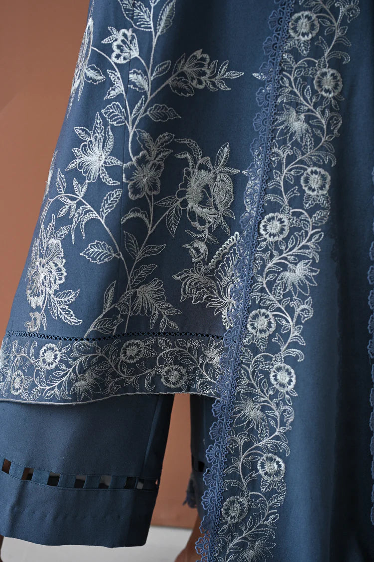 BrandsInn-3PC DHANAK EMBROIDERED SHIRT WITH DHANAK EMBROIDERED SHAWL AND TROUSER-BI-4315