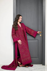BrandsInn-3PC KARANDI EMBROIDERED SHIRT WITH KARANDI EMBROIDERED SHAWL AND TROUSER -BI-5295