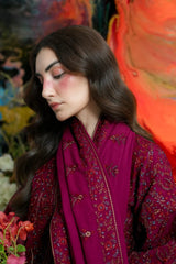 BrandsInn-3PC KARANDI EMBROIDERED SHIRT WITH KARANDI EMBROIDERED SHAWL AND TROUSER -BI-5295