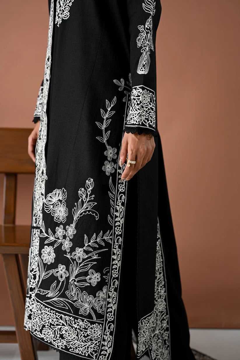 BrandsInn-3PC DHANAK EMBROIDERED SHIRT WITH DHANAK EMBROIDERED SHAWL & TROUSER-BI-4178