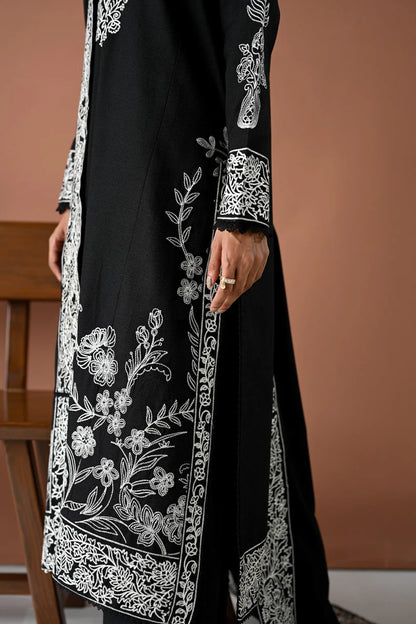 BrandsInn-3PC DHANAK EMBROIDERED SHIRT WITH DHANAK EMBROIDERED SHAWL & TROUSER-BI-4178