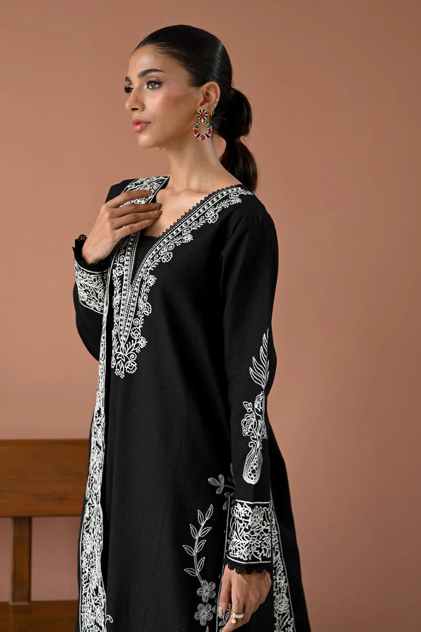 BrandsInn-3PC DHANAK EMBROIDERED SHIRT WITH DHANAK EMBROIDERED SHAWL & TROUSER-BI-4178