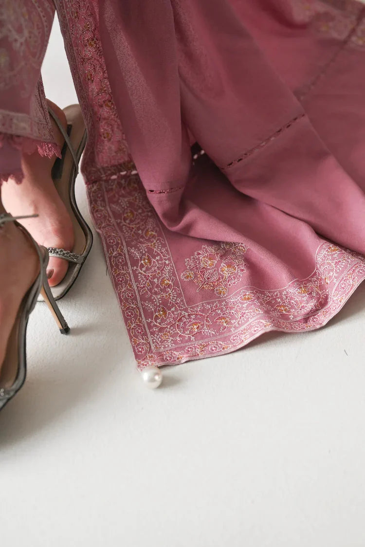 BrandsInn-3PC DHANAK EMBROIDERED SHIRT WITH DHANAK EMBROIDERED SHAWL AND TROUSER-BI-4189