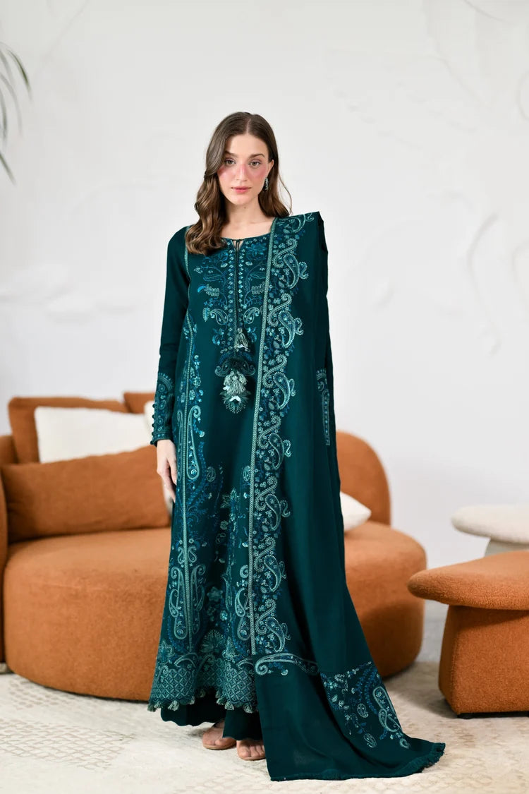 BrandsInn-3PC KARANDI EMBROIDERED SHIRT WITH KARANDI EMBROIDERED SHAWL AND TROUSER -BI-5304