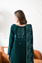 BrandsInn-3PC KARANDI EMBROIDERED SHIRT WITH KARANDI EMBROIDERED SHAWL AND TROUSER -BI-5304