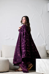 BrandsInn-3PC KARANDI EMBROIDERED SHIRT WITH KARANDI EMBROIDERED SHAWL AND TROUSER-BI-5310