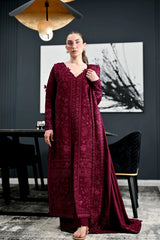 BrandsInn-3PC KARANDI EMBROIDERED SHIRT WITH KARANDI EMBROIDERED SHAWL AND TROUSER-BI-5311