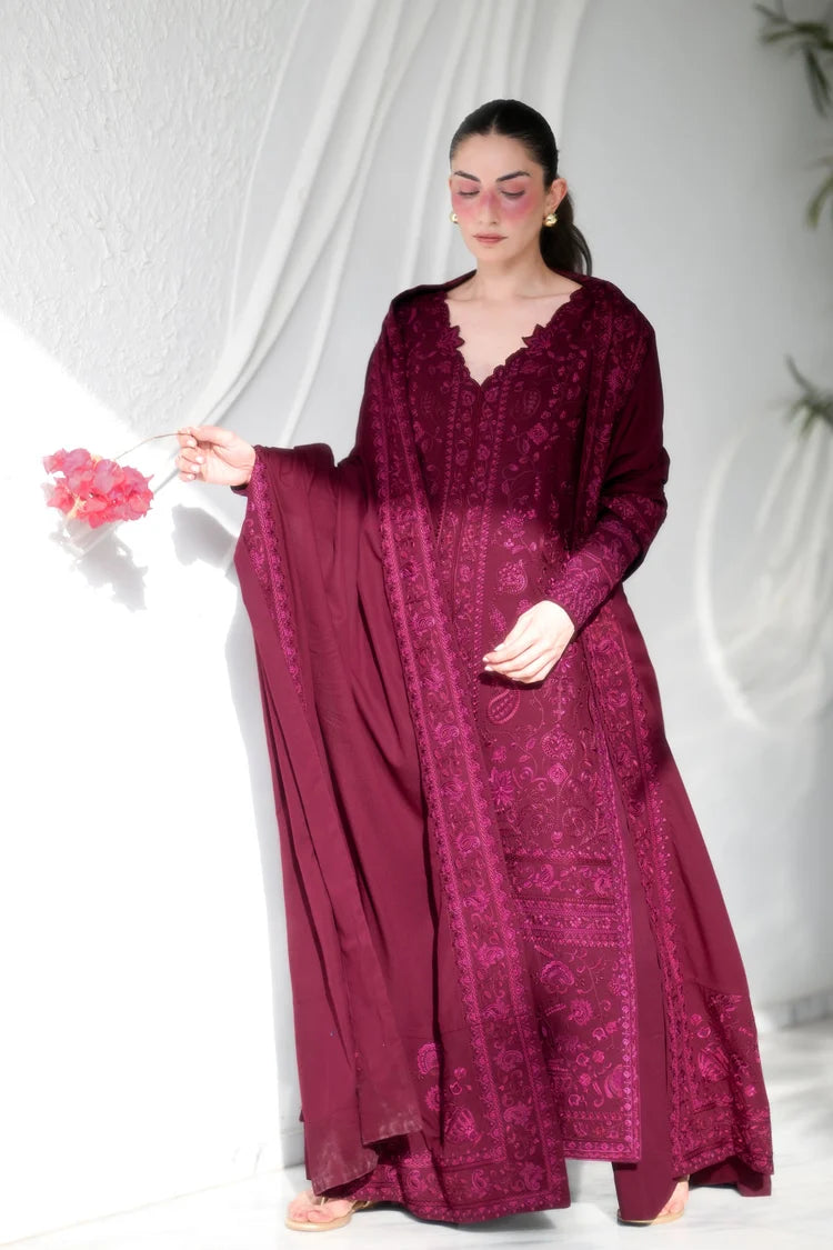 BrandsInn-3PC KARANDI EMBROIDERED SHIRT WITH KARANDI EMBROIDERED SHAWL AND TROUSER-BI-5311