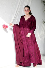 BrandsInn-3PC KARANDI EMBROIDERED SHIRT WITH KARANDI EMBROIDERED SHAWL AND TROUSER-BI-5311