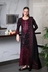 BrandsInn-3PC KARANDI EMBROIDERED SHIRT WITH KARANDI EMBROIDERED SHAWL AND TROUSER -BI-5297