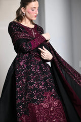 BrandsInn-3PC KARANDI EMBROIDERED SHIRT WITH KARANDI EMBROIDERED SHAWL AND TROUSER -BI-5297
