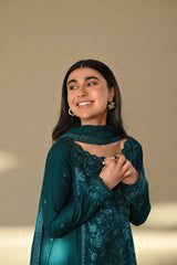 BrandsInn-3PC LAWN EMBROIDERED SHIRT WITH CHIFFON EMB DUPATTA AND TROUSER-BI-4512