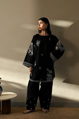 BrandsInn-3PC DHANAK EMBROIDERED SHIRT WITH MONARK EMBROIDERED DUPATTA AND TROUSER-BI-4406