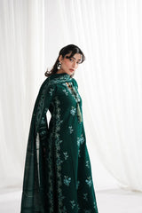 BrandsInn-3PC DHANAK EMBROIDERED SHIRT WITH DHANAK EMBROIDERED SHAWL & EMB TROUSER-BI-5009