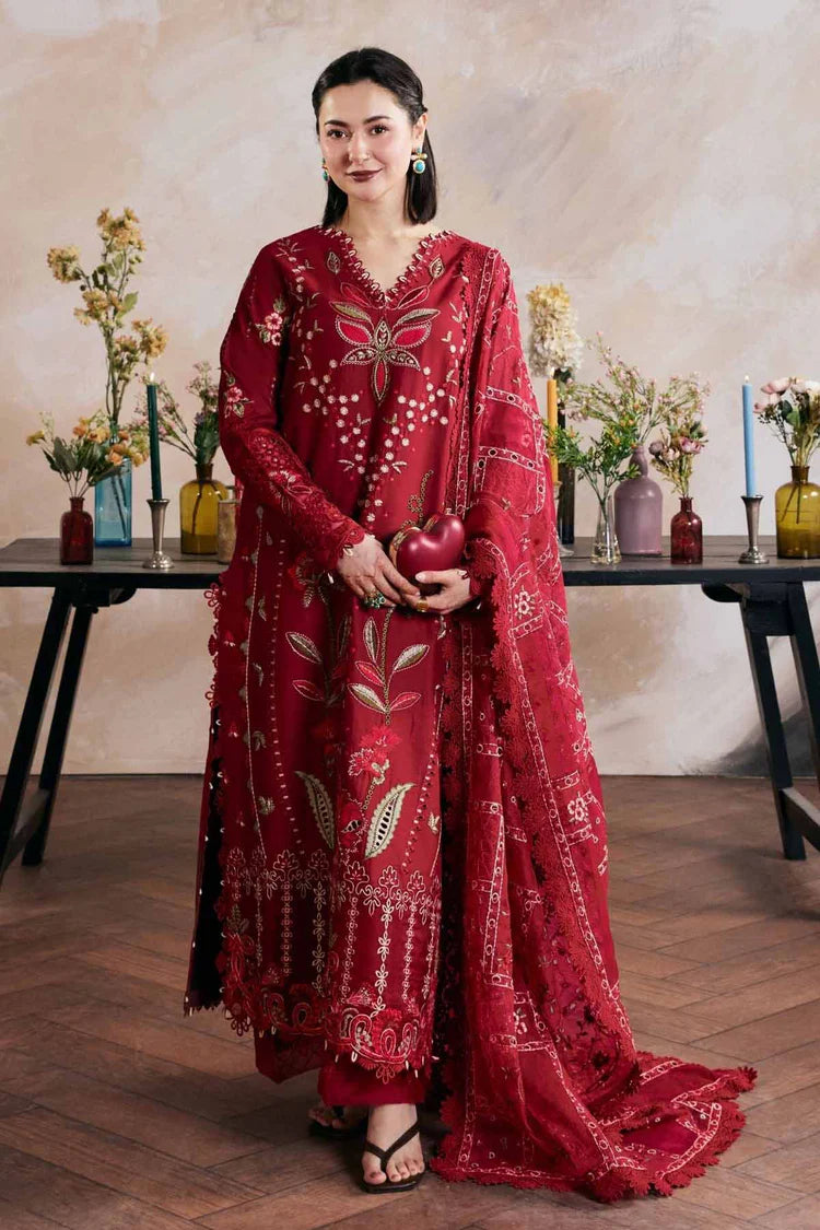 BrandsInn-3PC LAWN HEAVY EMBROIDERED SHIRT WITH KHADDI NET EMB DUPATTA AND TROUSER-BI-4898