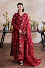 BrandsInn-3PC DHANAK EMBROIDERED SHIRT WITH DHANAK EMB SHAWL AND TROUSER-BI-5168