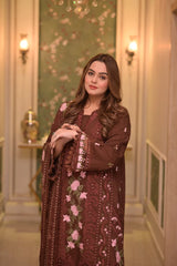BrandsInn-3PC LAWN CHIKAN EMBROIDERED SHIRT WITH LAWN EMB DUPATTA AND TROUSER-BI-4809