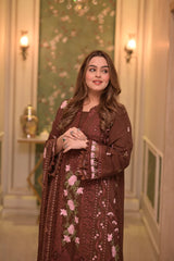 BrandsInn-3PC LAWN CHIKAN EMBROIDERED SHIRT WITH LAWN EMB DUPATTA AND TROUSER-BI-4809