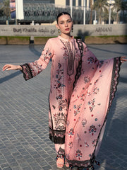 BRANDSINN-3PC KARANDI PRINTED EMBROIDERED SHIRT WITH KARANDI PRINTED EMB SHAWL & PRINTED TROUSER-BI-