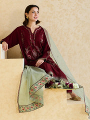 BrandsInn- 3PC LAWN EMBROIDERED SHIRT WITH ORGANZA EMBROIDERED DUPATTA AND TROUSER -BI-426