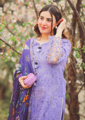 MUSHQ - 3PC DHANAK EMBROIDEREDSHIRT WITH COUTURE PRINTED SHAWL-BI-4107