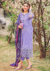 MUSHQ - 3PC DHANAK EMBROIDEREDSHIRT WITH COUTURE PRINTED SHAWL-BI-4107