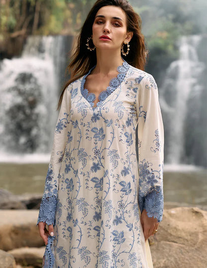 BrandsInn-3PC LAWN EMBROIDERED SHIRT WITH MONARK PRINT DUPATTA & LAWN TROUSER-BI-261