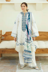BrandsInn- 3PC LAWN EMBROIDERED SHIRT WITH MONARK PRINT DUPATTA & TROUSER-BI-254