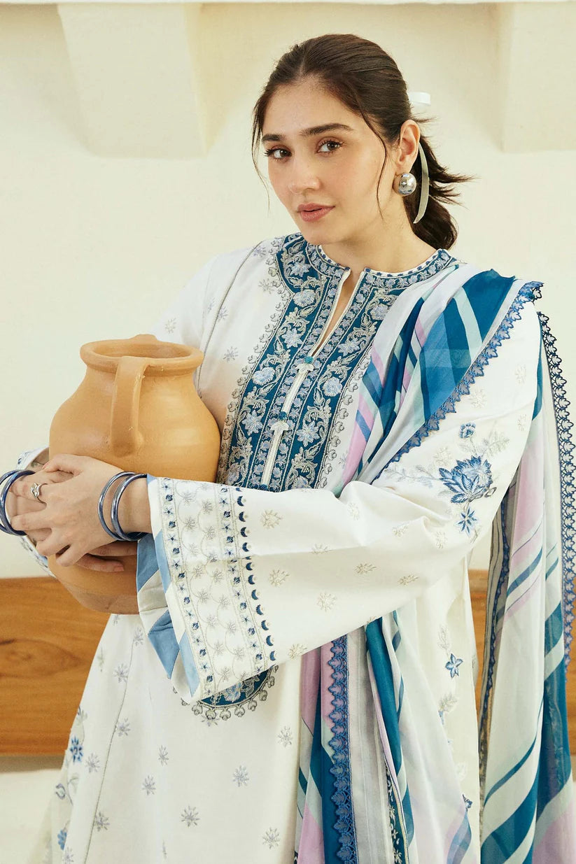 BrandsInn- 3PC LAWN EMBROIDERED SHIRT WITH MONARK PRINT DUPATTA & TROUSER-BI-254