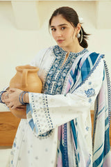 BrandsInn- 3PC LAWN EMBROIDERED SHIRT WITH MONARK PRINT DUPATTA & TROUSER-BI-254