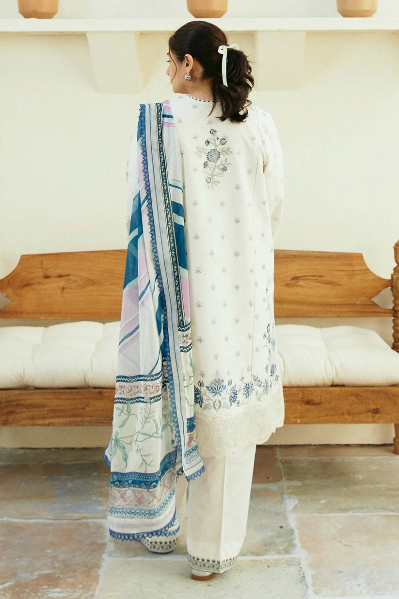 BrandsInn- 3PC LAWN EMBROIDERED SHIRT WITH MONARK PRINT DUPATTA & TROUSER-BI-254