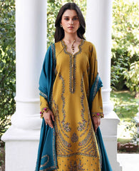 BrandsInn-3PC DHANAK EMBROIDERED SHIRT WITH DHANAK EMBROIDERED SHAWL AND TROUSER-BI-5238