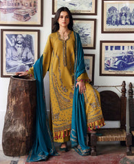 BrandsInn-3PC DHANAK EMBROIDERED SHIRT WITH DHANAK EMBROIDERED SHAWL AND TROUSER-BI-5238