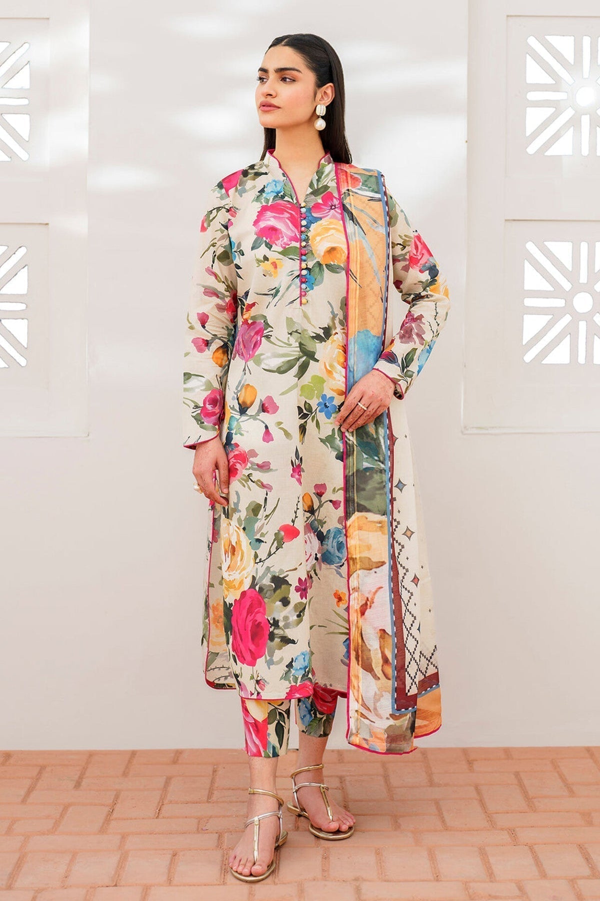 BrandsInn-3PC KARANDI PRINTED SHIRT WITH KARANDI PRINTED DUPATTA AND TROUSER-BI-2578