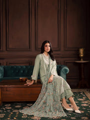 BrandsInn-3PC DHANAK EMBROIDERED SHIRT WITH COUTRAI PRINTED SHAWL AND TROUSER-BI-5191