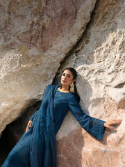 BrandsInn-3PC LAWN LASER WORK EMBROIDERED SHIRT WITH KHAADI NET EMBROIDERED DUPATTA AND TROUSER -BI-4741