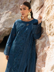 BrandsInn-3PC LAWN LASER WORK EMBROIDERED SHIRT WITH KHAADI NET EMBROIDERED DUPATTA AND TROUSER -BI-4741