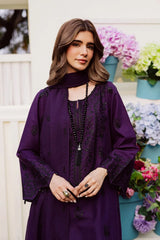 BrandsInn-3PC DHANAK EMBROIDERED SHIRT WITH CHIFFON EMBROIDERED DUPATTA AND EMB TROUSER -BI-5170