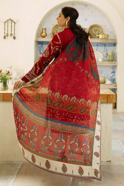 BrandsInn-3PC LAWN EMBROIDERED SHIRT WITH MONARK PRINT DUPATTA AND EMB TROUSER-BI-171