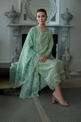 BrandsInn-3PC LAWN EMBROIDERED SHIRT WITH CHIFFON PRINTED EMB DUPATTA AND TROUSER-BI-4616