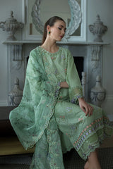 BrandsInn-3PC LAWN EMBROIDERED SHIRT WITH CHIFFON PRINTED EMB DUPATTA AND TROUSER-BI-4616