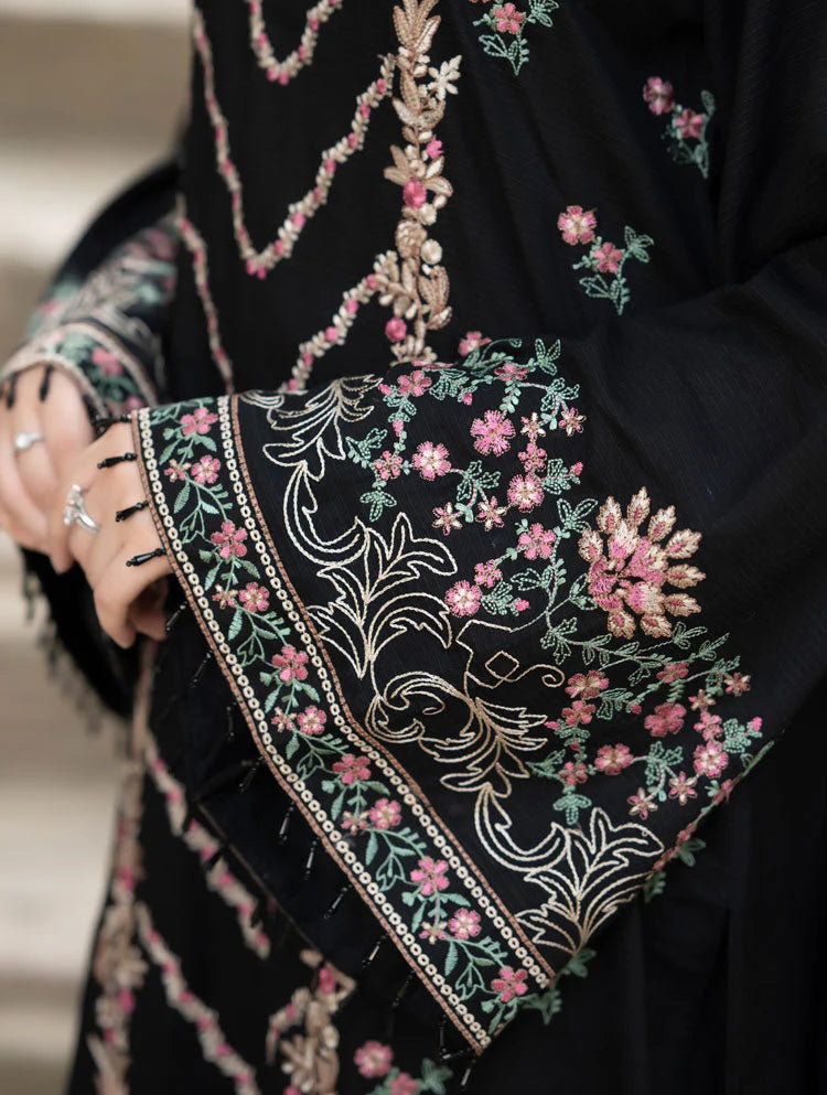 BrandsInn-3PC DHANAK EMBROIDERED SHIRT WITH DHANAK EMBROIDERED SHAWL & TROUSER-BI-4346