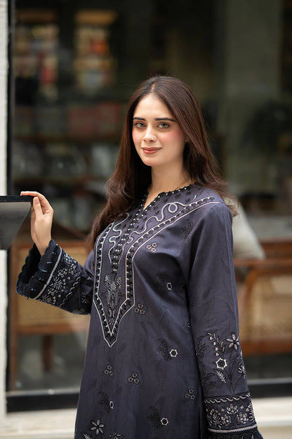 BrandsInn-3PC DHANAK EMBROIDERED SHIRT WITH DHANAK EMBROIDERED SHAWL & TROUSER-BI-4172