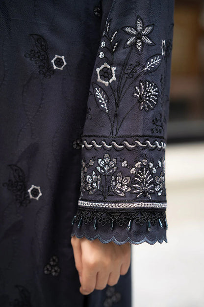 BrandsInn-3PC DHANAK EMBROIDERED SHIRT WITH DHANAK EMBROIDERED SHAWL & TROUSER-BI-4172