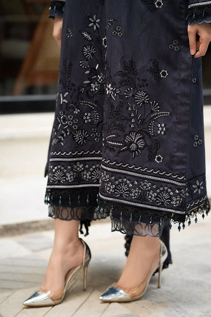 BrandsInn-3PC DHANAK EMBROIDERED SHIRT WITH DHANAK EMBROIDERED SHAWL & TROUSER-BI-4172