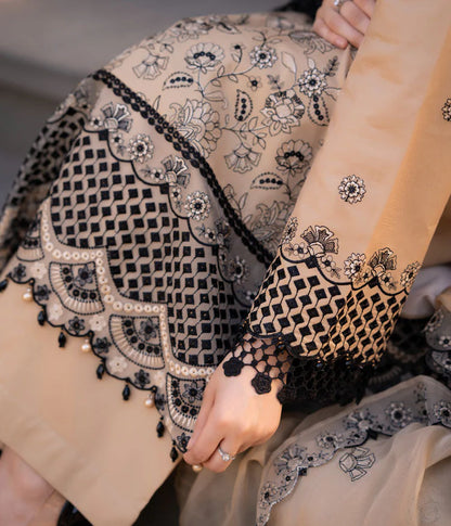 BrandsInn-3PC DHANAK EMBROIDERED SHIRT WITH CHIFFON EMBROIDERED DUPATTA AND TROUSER-BIC-4003